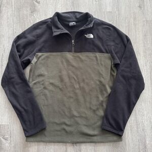 The North Face Sweatshirt Boys XL 18/20 Green Black 1/4 Zip Fleece Pullover